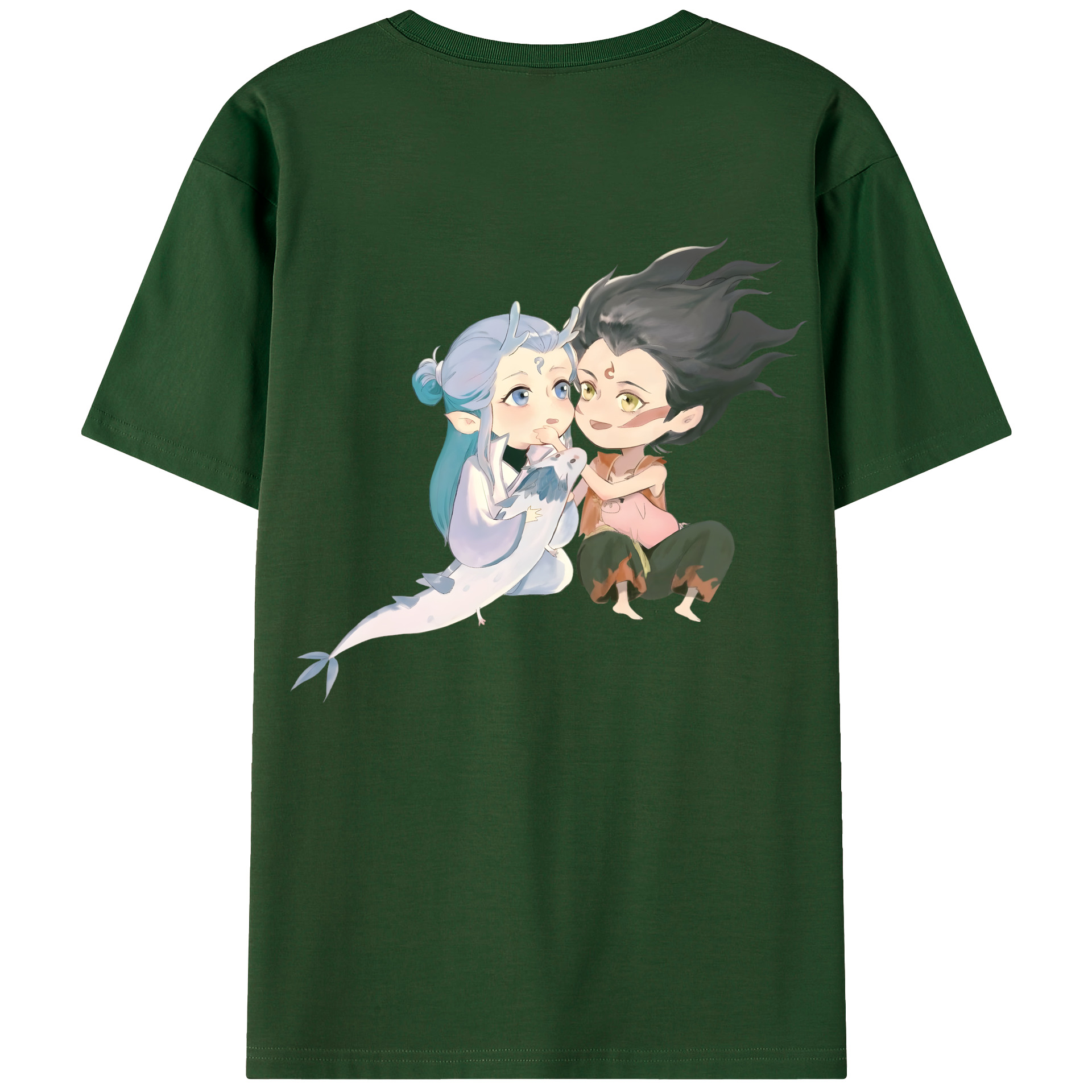 （画像用） Ne Zha 2 ナタ 魔童の大暴れ 綿100％半袖Tシャツ（背面プリント）